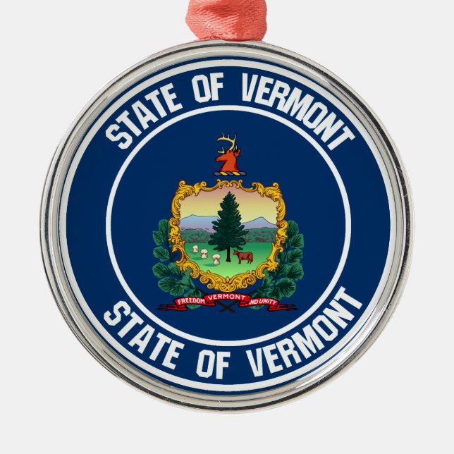 Ornamento De Metal Vermont Round Emblem (Frente)