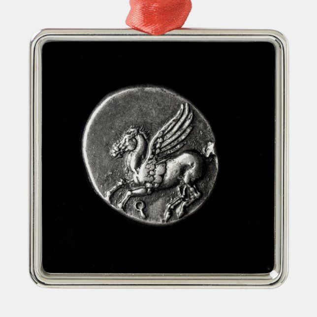 Ornamento De Metal Verso da moeda que descreve Pegasus (Frente)