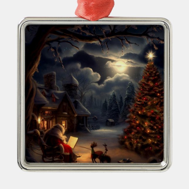 Ornamento De Metal Véspera de Natal 2 (Frente)