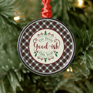 Ornamento De Metal Vestido Azul Stewart  Natal com Tartan Escocês