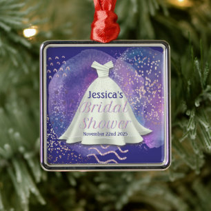 Ornamento De Metal Vestido de Noiva para Chá de Panela Roxo e Glamour