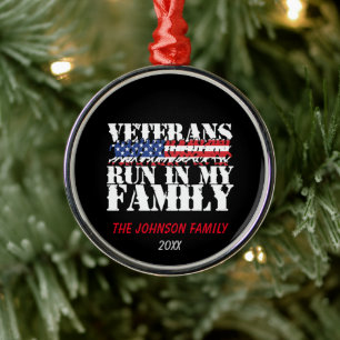 Ornamento De Metal Veteranos Militares Correm em Minha Família - Corr