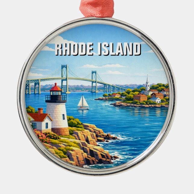 Ornamento De Metal Viagem a Rhode Island (Frente)