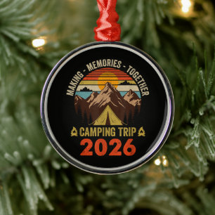 Ornamento De Metal Viagem de Acampamento Familiar Retro Sunset 2026 C
