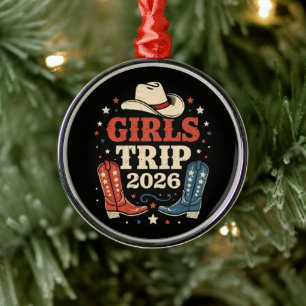 Ornamento De Metal Viagem de Meninas 2026 Camisas de Família Ocidenta