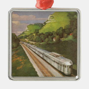 Ornamento De Metal Viagem de Trem Antigo, Locomotiva no Campo
