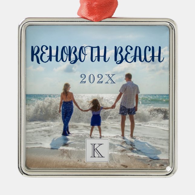 Ornamento De Metal Viagem Souvenir da Família Rehoboth Beach Monogram (Frente)
