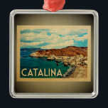 Ornamento De Metal Viagens vintage do Ornament Catalina California<br><div class="desc">Um ornamento Catalina,  legal estilo vintage,  com uma bela vista de ilha na costa do Pacífico.</div>