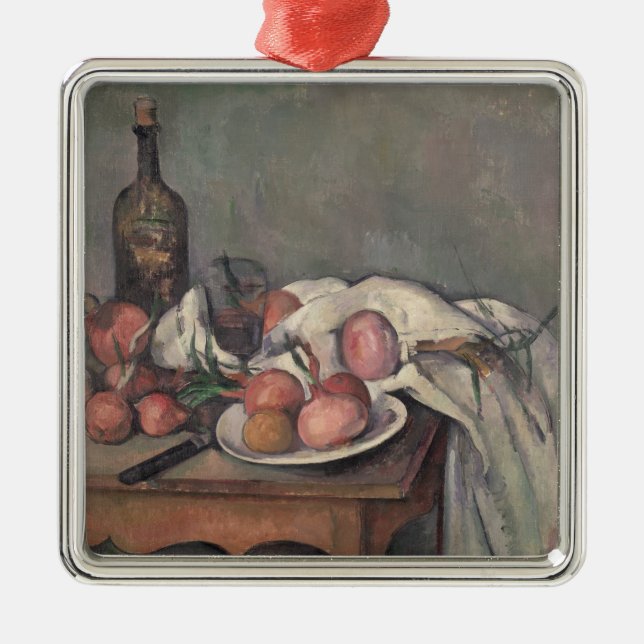 Ornamento De Metal Vida de Paul Cezanne | ainda com cebolas, c.1895 (Frente)