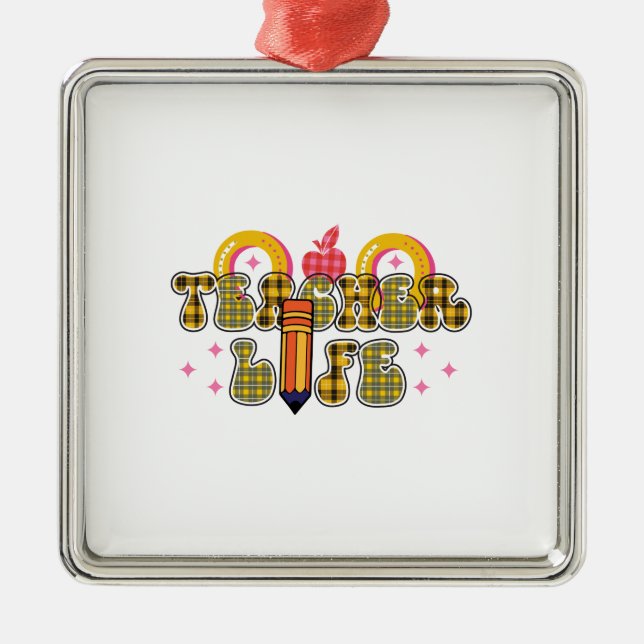 Ornamento De Metal Vida de Professora (Frente)