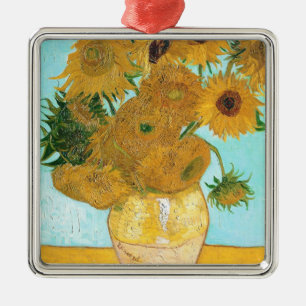 Ornamento De Metal Vida Estática - Vase com Doze Girassóis van Gogh