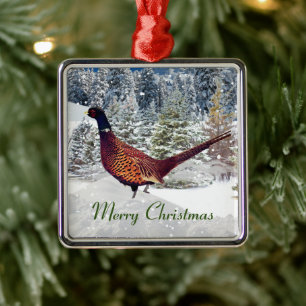 Ornamento De Metal Vida Selvagem / Natureza Faisão no Inverno Natal