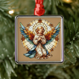 Ornamento De Metal Vidro Angelical Manchado Reversível