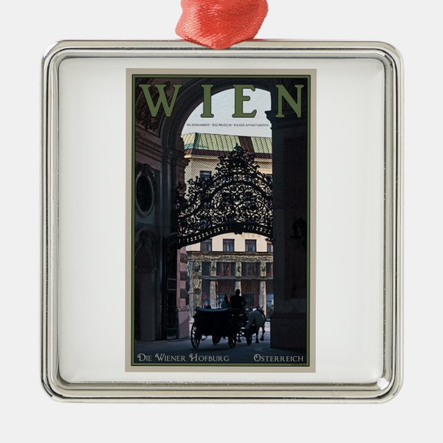 Ornamento De Metal Viena - carruagem do cavalo (Frente)