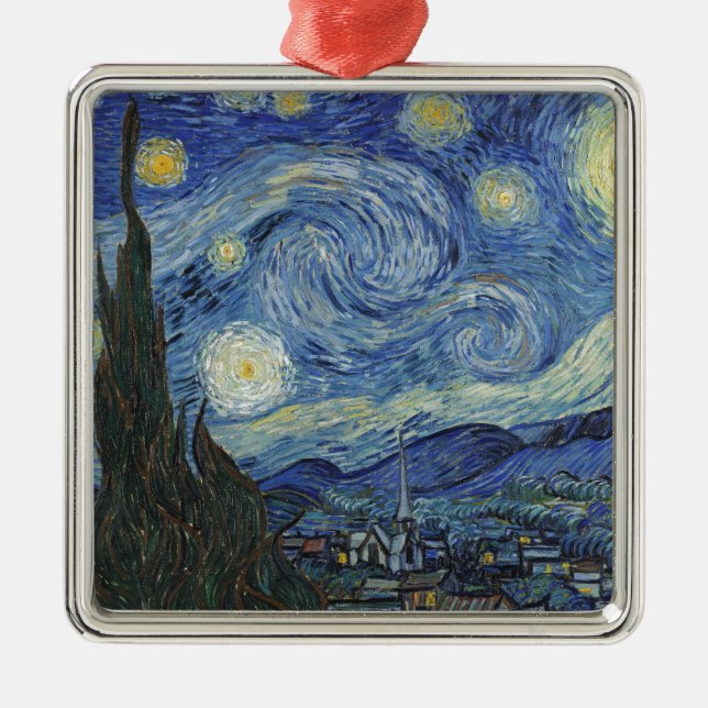 Ornamento De Metal Vincent van Gogh| A Noite Estelar, junho de 1889 (Frente)