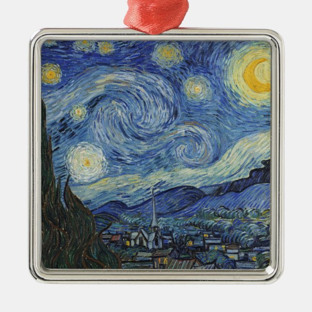 Ornamento De Metal Vincent van Gogh| A Noite Estelar, junho de 1889 (Frente)