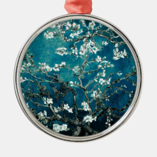 Ornamento De Metal Vincent Van Gogh Almond Blossoms Dark Teal
