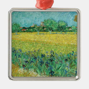 Ornamento De Metal Vincent van Gogh - Campo com Íris perto de Arles