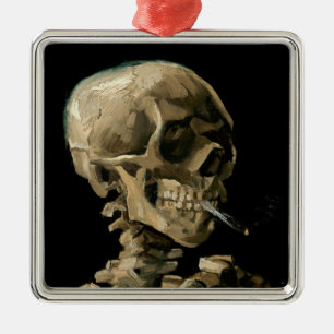 Ornamento De Metal Vincent van Gogh - Crânio com Cigarro Aceso