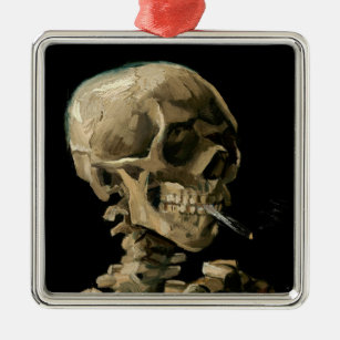 Ornamento De Metal Vincent van Gogh - Crânio com cigarro queimado