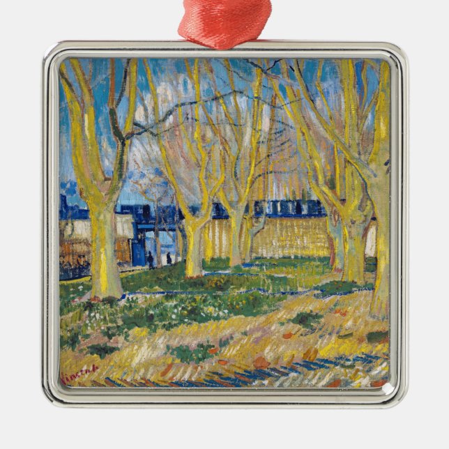 Ornamento De Metal Vincent van Gogh - O Comboio Azul (Frente)