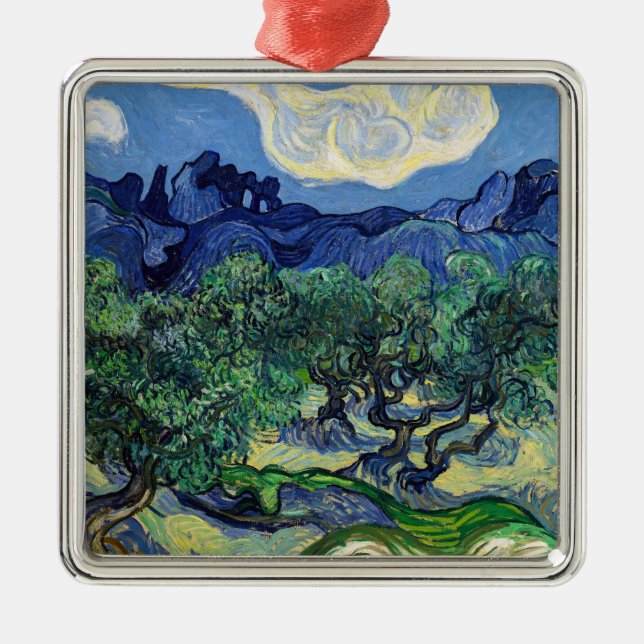 Ornamento De Metal Vincent van Gogh - Oliveiras com os Alpilles (Frente)