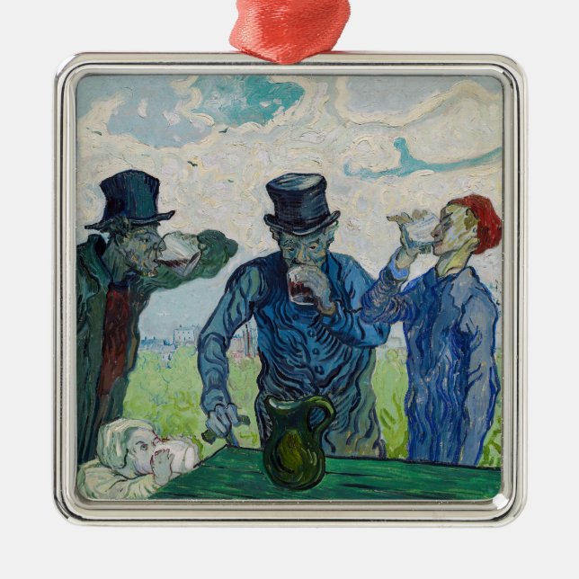 Ornamento De Metal Vincent van Gogh - Os Bebidas, depois de Daumier (Frente)