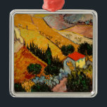 Ornamento De Metal Vincent van Gogh - Paisagem, Casa e Plowman<br><div class="desc">Paisagem com House and Plowman / Valley com Plowman Seen de Acima - Vincent van Gogh,  1889</div>
