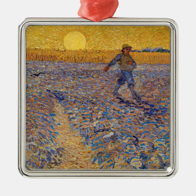 Ornamento De Metal Vincent van Gogh - Sower with Setting Sun (Frente)