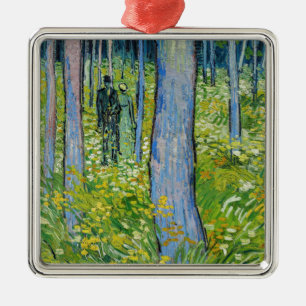 Ornamento De Metal Vincent van Gogh - Sub-bosque com Duas Figuras