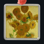 Ornamento De Metal Vincent van Gogh - Vase com Quinze Girassóis<br><div class="desc">Vase com Quinze Girassóis / Vase avec quinze Tornesols - Vincent Van Gogh,  agosto de 1888 - Girassóis versão 1888 (F454)</div>