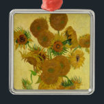 Ornamento De Metal Vincent van Gogh - Vase com Quinze Girassóis<br><div class="desc">Vase com Quinze Girassóis / Vase avec quinze Tornesols - Vincent Van Gogh,  agosto de 1888 - Girassóis versão 1888 (F454)</div>