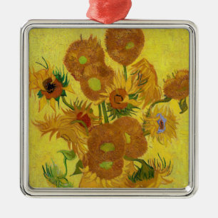 Ornamento De Metal Vincent van Gogh - Vaso com Quinze Girassóis