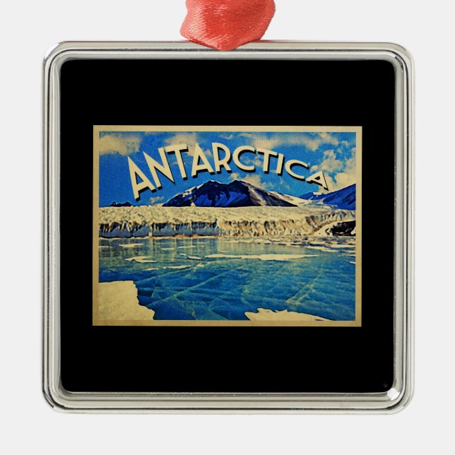 Ornamento De Metal Vintage Antártica Polo Sul (Frente)