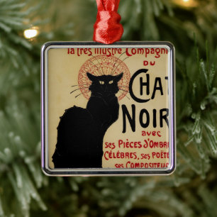 Ornamento De Metal Vintage Art Nouveau, Ce Soir Chat Noir Black Cat