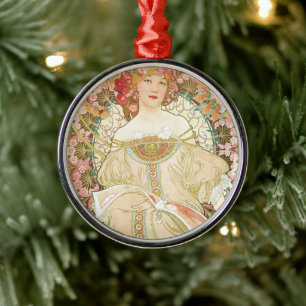 Ornamento De Metal Vintage Art Nouveau, Champenois de Alphonse Mucha