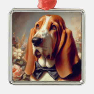 Ornamento De Metal Vintage Basset Hound Painting