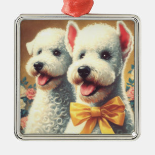 Ornamento De Metal Vintage Bedlington Terrier Painting