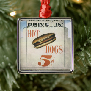 Ornamento De Metal Vintage Billboard, O Mundo Maior Conduz Em Hotdogs