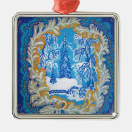 Ornamento De Metal Vintage Blue Winter Wonderland