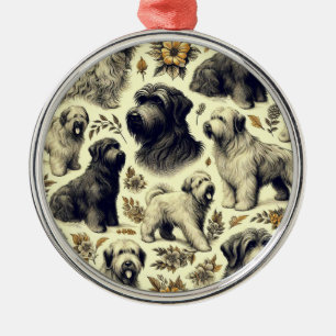 Ornamento De Metal Vintage Briard Dog Seamless