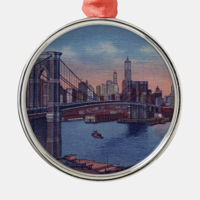 Ornamento De Metal Vintage Brooklyn Bridge (Frente)