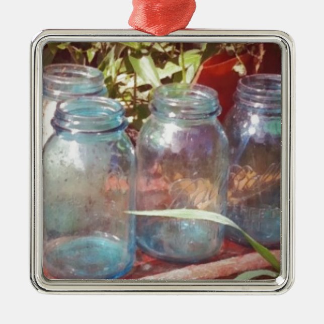 Ornamento De Metal Vintage Canning Jars (Frente)