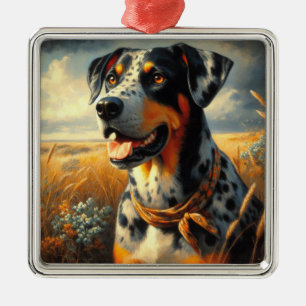 Ornamento De Metal Vintage Catahoula Leopard Dog Painting