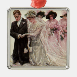 Ornamento De Metal Vintage, cerimônia de casamento vitoriana noiva e