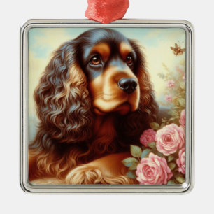 Ornamento De Metal Vintage Cocker Spaniel Painting