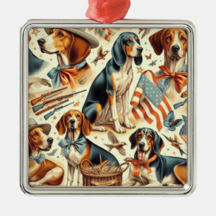 Ornamento De Metal Vintage Coonhound Dog Seless