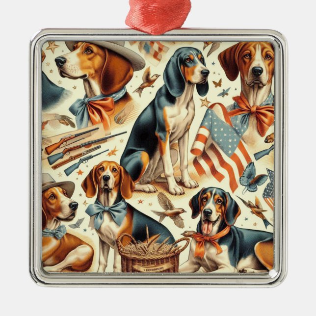 Ornamento De Metal Vintage Coonhound Dog Seless (Frente)