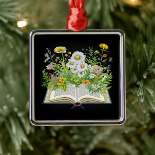 Ornamento De Metal Vintage Cottagecore design com flores silvestres
