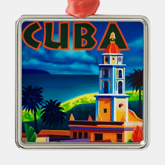 Ornamento De Metal Vintage Cuba Viagem (Frente)